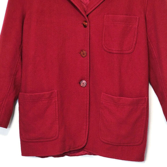 Express Vintage Red Wool Cashmere Blazer Coat Soft Single Breasted Chic Fall M - Picture 6 of 15